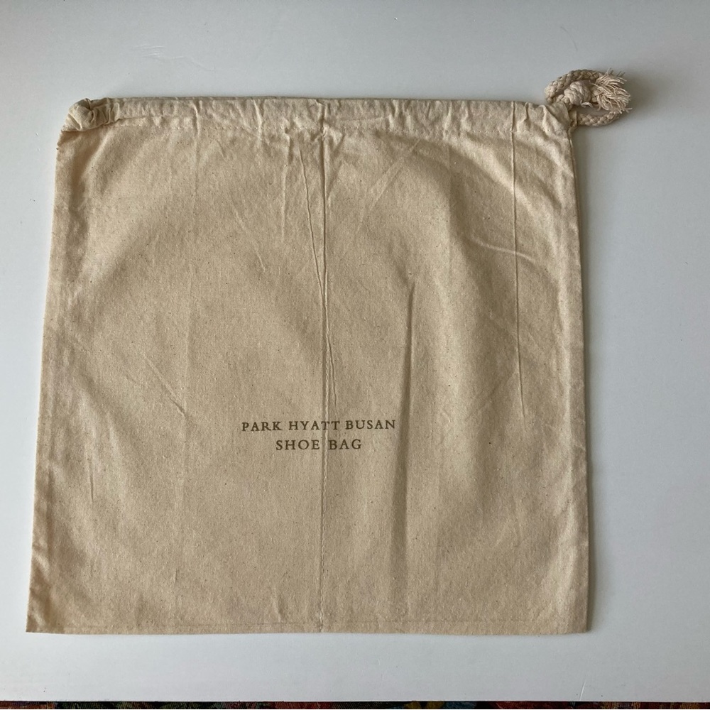 Park Hyatt Busan Shoe Bag Storage Beige 14” x 14” Drawstring Luxury Hotel